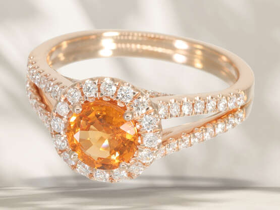 Ring: fine goldsmith ring with beautiful mandarin garnet and… - photo 3