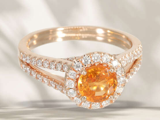 Ring: fine goldsmith ring with beautiful mandarin garnet and… - photo 4