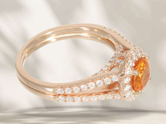 Ring: fine goldsmith ring with beautiful mandarin garnet and… - фото 5