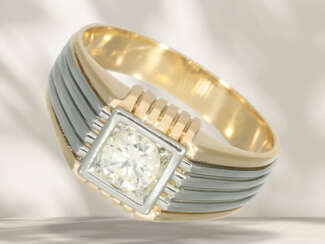Ring: vintage Designer-Brillant-Goldschmiedering, Solitär-Br…