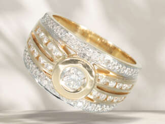 Ring: Sehr dekorativer und breiter Brillant-Goldschmiedering…