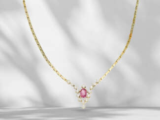 Fine vintage ruby/brilliant-cut diamond centrepiece necklace…