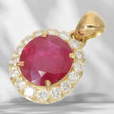 Pendant: vintage ruby/brilliant-cut diamond pendant, ruby ap… - photo 3