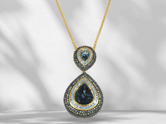 Fancy, like new designer necklace set with topazes and sapph… - photo 1