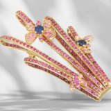 Extremely decorative designer brooch with sapphires and rubi… - photo 1