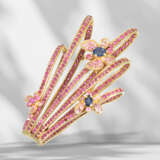 Extremely decorative designer brooch with sapphires and rubi… - photo 3