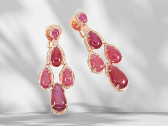 Extremely attractive, like new earrings with rubies and whit… - фото 1