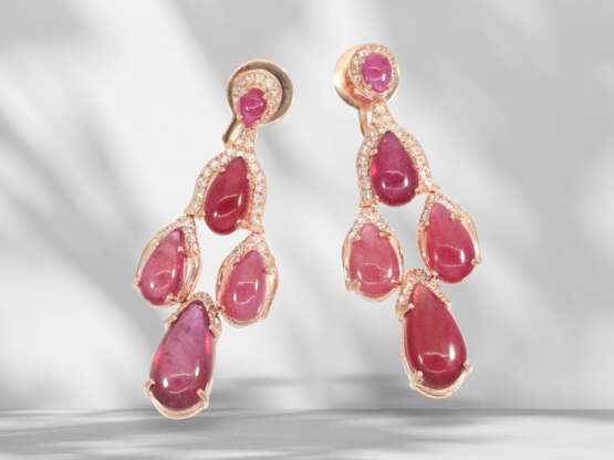 Extremely attractive, like new earrings with rubies and whit… - фото 2