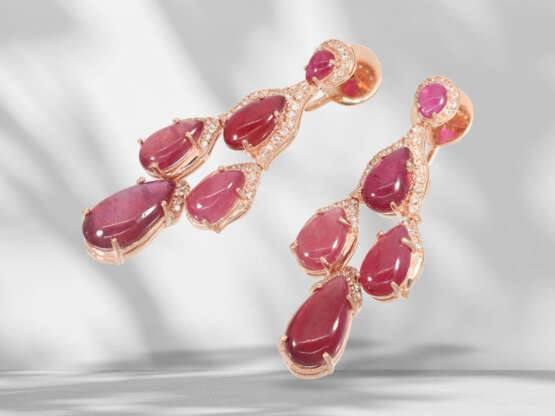 Extremely attractive, like new earrings with rubies and whit… - фото 3