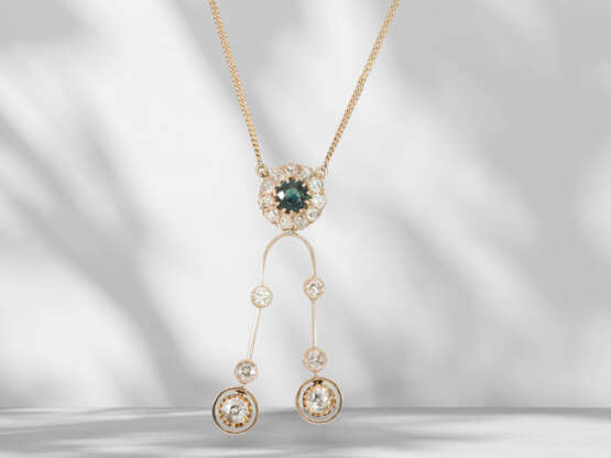 Chain/necklace: fine antique spinel/diamond centrepiece neck… - photo 2