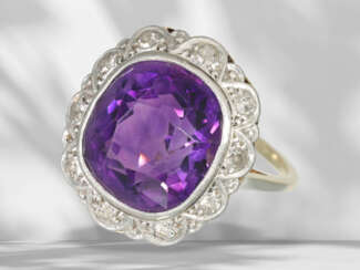 Ring: antique amethyst/diamond goldsmith ring…