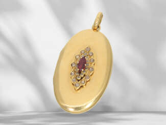 Pendant: antique medallion with ruby and rose cut diamonds, …