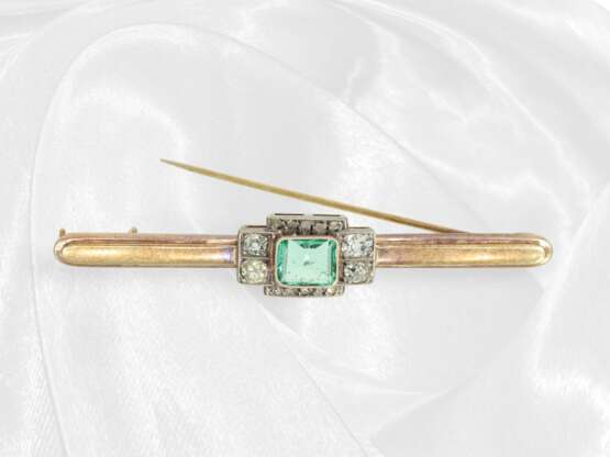 Antique emerald/diamond goldsmith brooch, handmade… - photo 2