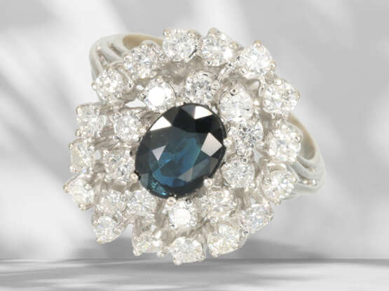 Ring: very decorative sapphire/brilliant-cut diamond gold ri… - photo 1