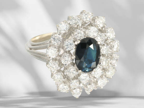 Ring: very decorative sapphire/brilliant-cut diamond gold ri… - photo 3