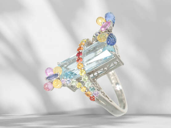 Ring: creative modern goldsmith work with aquamarine and sap… - photo 4