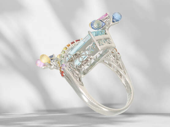 Ring: creative modern goldsmith work with aquamarine and sap… - фото 6