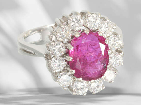 Ring: sehr schöner, hochwertiger vintage Rubin/Brillant-Blüt… - Foto 3