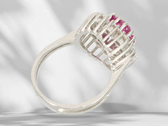 Ring: sehr schöner, hochwertiger vintage Rubin/Brillant-Blüt… - Foto 5