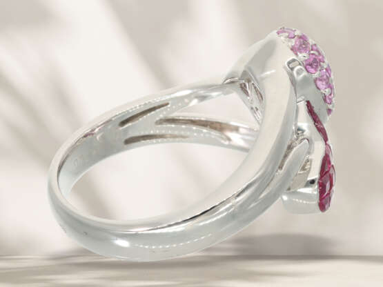 Ring: Moderner Goldschmiedering mit Rubinen und pinken Saphi… - Foto 5