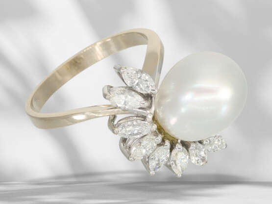 Ring: vintage Südseeperlen-Diamant-Goldschmiedering, Handarb… - Foto 2