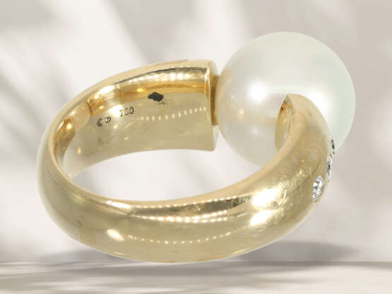 Ring: dekorativer Goldschmiedering mit großer Südsee-Zuchtpe… - Foto 5