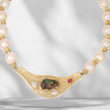 Decorative cultured pearl necklace with handmade gold clasp,… - photo 2