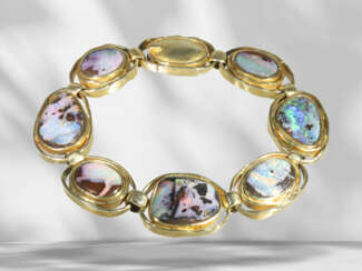 Bracelet: handmade, unique opal goldsmith bracelet in 14K ye…