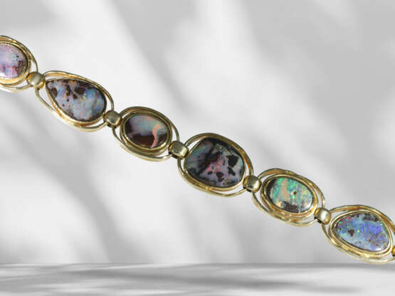 Bracelet: handmade, unique opal goldsmith bracelet in 14K ye… - фото 2