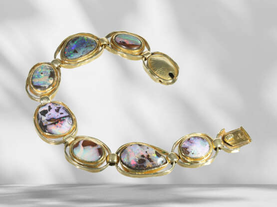 Bracelet: handmade, unique opal goldsmith bracelet in 14K ye… - фото 3