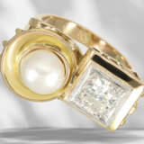 Ring: extremely beautiful, valuable antique pearl/diamond go… - photo 1