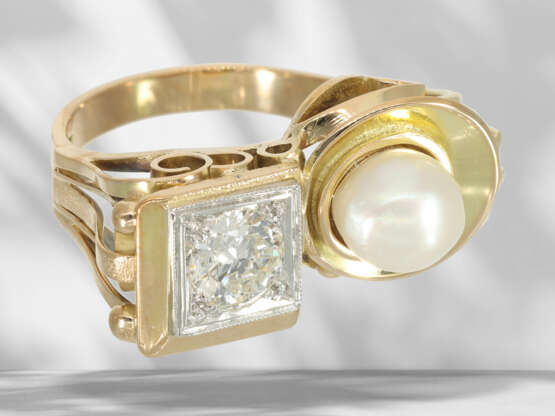 Ring: ausgesprochen schöner, wertvoller antiker Perle/Diaman… - Foto 2
