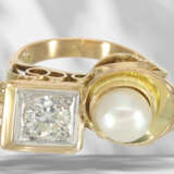 Ring: extremely beautiful, valuable antique pearl/diamond go… - photo 3