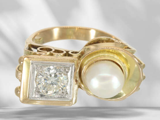 Ring: extremely beautiful, valuable antique pearl/diamond go… - photo 3