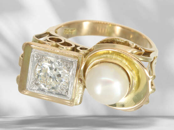 Ring: extremely beautiful, valuable antique pearl/diamond go… - photo 4