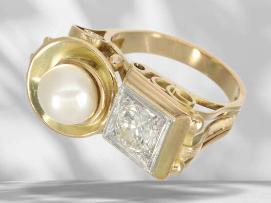 Ring: extremely beautiful, valuable antique pearl/diamond go… - photo 5