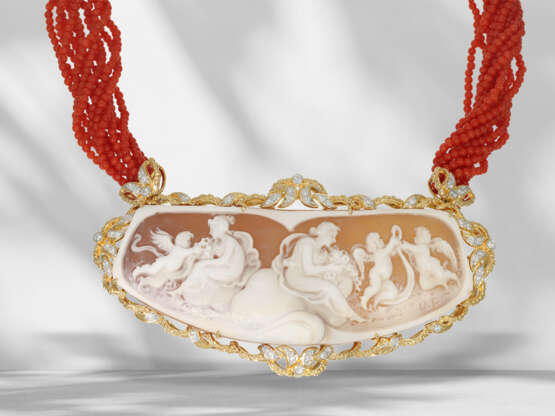 Chain: unique, very unusual coral necklace with cameo and br… - photo 2