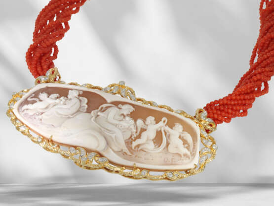 Chain: unique, very unusual coral necklace with cameo and br… - photo 3