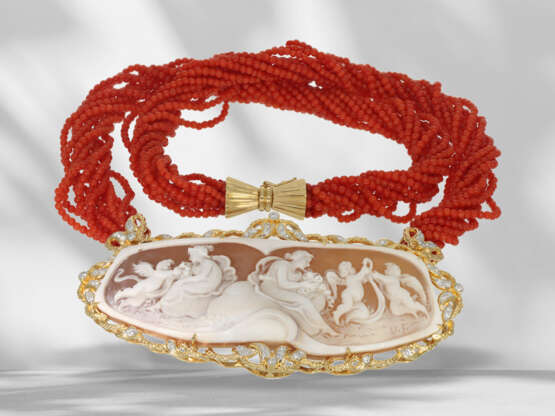 Chain: unique, very unusual coral necklace with cameo and br… - photo 5