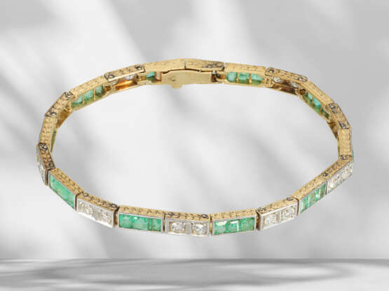 Feines antikes Smaragd-Diamant-Goldschmiedearmband, ca. 5,6c… - Foto 3