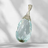 Pendant: very beautiful drop aquamarine/diamond pendant, app… - photo 1