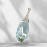 Pendant: very beautiful drop aquamarine/diamond pendant, app… - photo 2