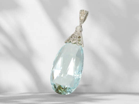 Pendant: very beautiful drop aquamarine/diamond pendant, app… - photo 3