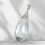 Pendant: very beautiful drop aquamarine/diamond pendant, app… - photo 3