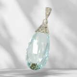 Pendant: very beautiful drop aquamarine/diamond pendant, app… - photo 5