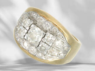 Ring: solider vintage Goldschmiedering mit Altschliff-Diaman…