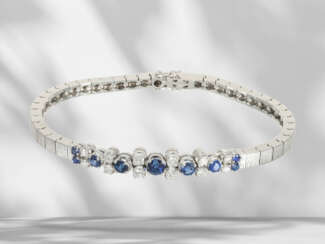 Bracelet: vintage sapphire/brilliant-cut diamond gold bracel…