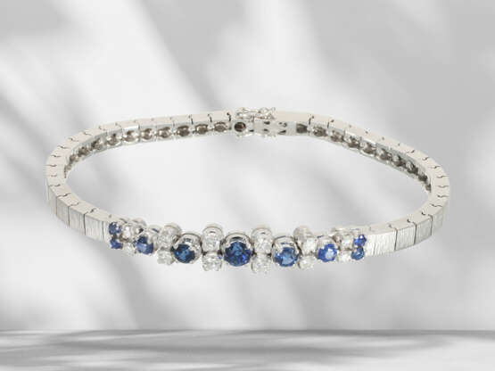 Bracelet: vintage sapphire/brilliant-cut diamond gold bracel… - photo 1
