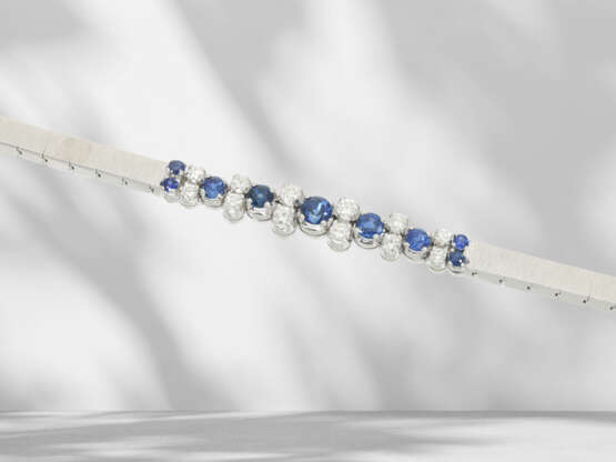 Bracelet: vintage sapphire/brilliant-cut diamond gold bracel… - photo 2