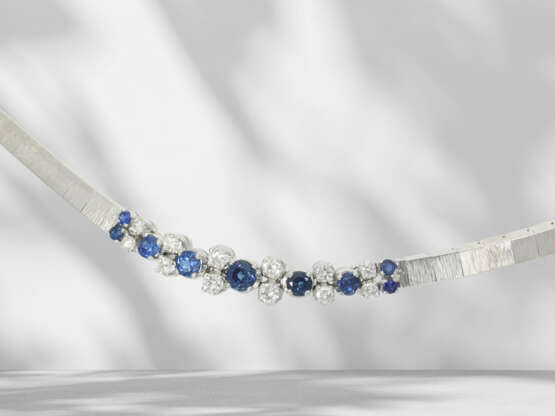 Bracelet: vintage sapphire/brilliant-cut diamond gold bracel… - фото 3